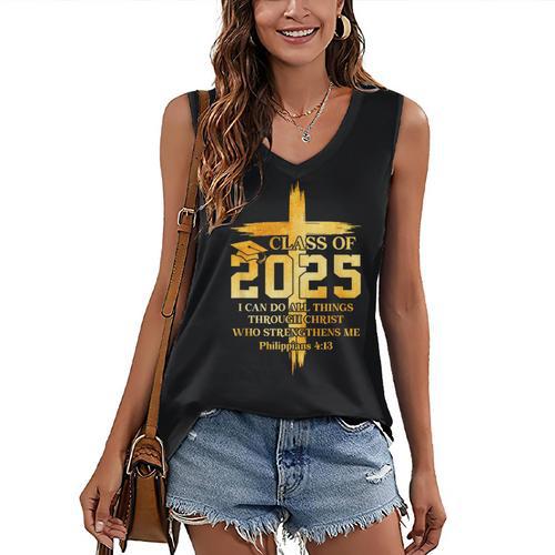Class Of 2025 Christian Graduation Senior Graduate Men Women Women's V-Neck Tank Top - Best Gift Smart