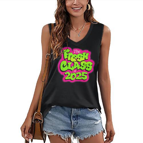 Class Of 2025 Senior Fresh 90s TV Style Retro Graduation Women's V-Neck Tank Top - Best Gift Smart