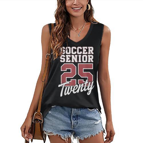 Class Of 2025 Senior 2025 Graduation 2025 Soccer Women's V-Neck Tank Top - Best Gift Smart