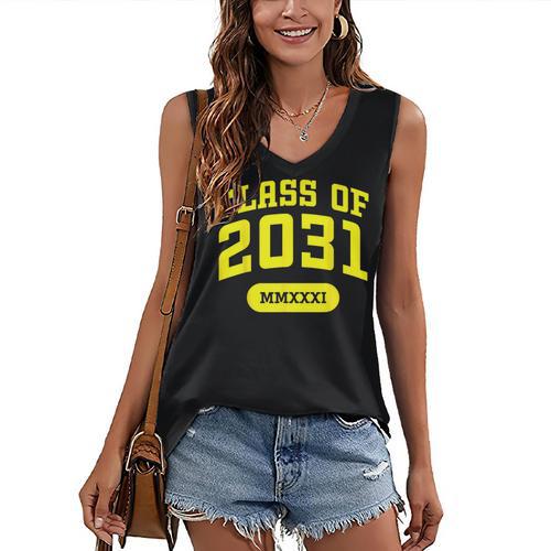 Class Of 2031 Shirts For Kindergarten Photo To Graduation Women's V-Neck Tank Top - Best Gift Smart