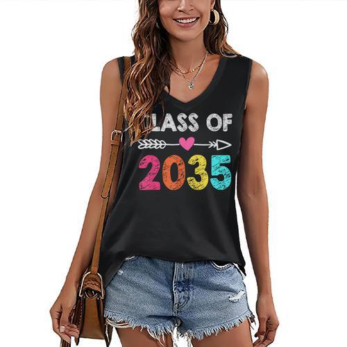 Class Of 2035 Kindergarten Pre K Grow With Me Graduation Women's V-Neck Tank Top - Best Gift Smart