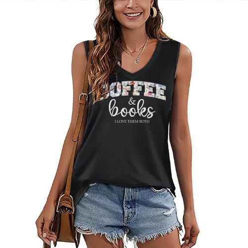 Coffee And Books i Love Them Both Women's V-Neck Tank Top - Bookorys AU