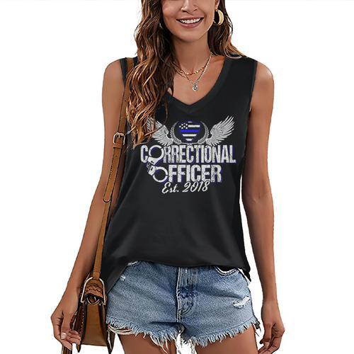 Corrections Officer 2018 Graduation Silver Line T-Shirt Women's V-Neck Tank Top - Best Gift Smart