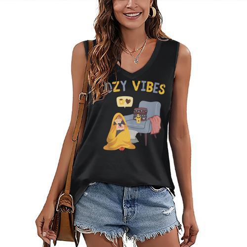 Cozy Vibes Atmospheric Introvert Women's V-Neck Tank Top - Raresse