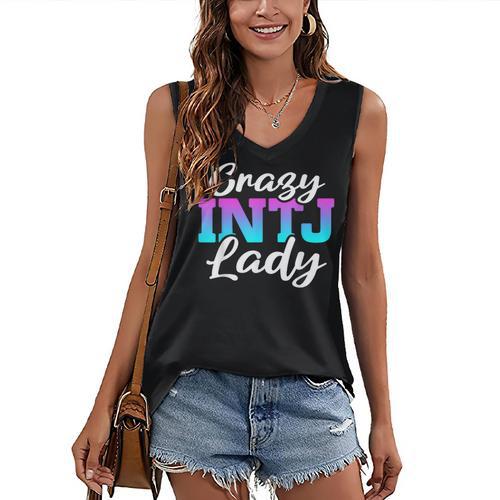 Crazy INTJ Lady Introvert Personality Women's V-Neck Tank Top - Raresse
