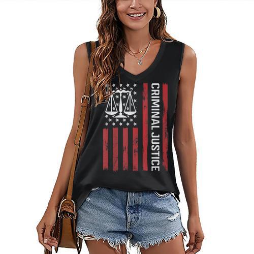 Criminal Justice Major College Student Graduate Graduation Women's V-Neck Tank Top - Best Gift Smart