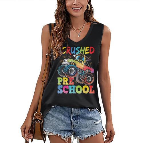 I Crushed Pre-K Monster Truck Graduation Preschool Grad 2025 Women's V-Neck Tank Top - Best Gift Smart