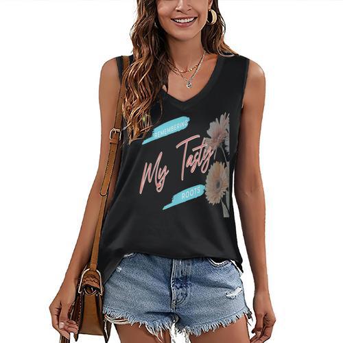 Cultural Flavor Memory Floral Nostalgia Garden Sentiment Women's V-Neck Tank Top - Figerry
