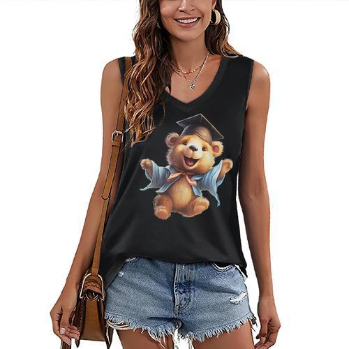 Cute Graduation Bear To Celebrate Your Graduate Women's V-Neck Tank Top - Best Gift Smart
