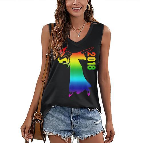 Dabbing Graduate 2018 Graduation Celebration Women's V-Neck Tank Top - Best Gift Smart