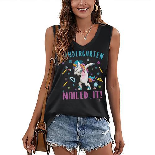 Dabbing Kindergarten Unicorn Graduation Class 2021 Nailed It Women's V-Neck Tank Top - Best Gift Smart