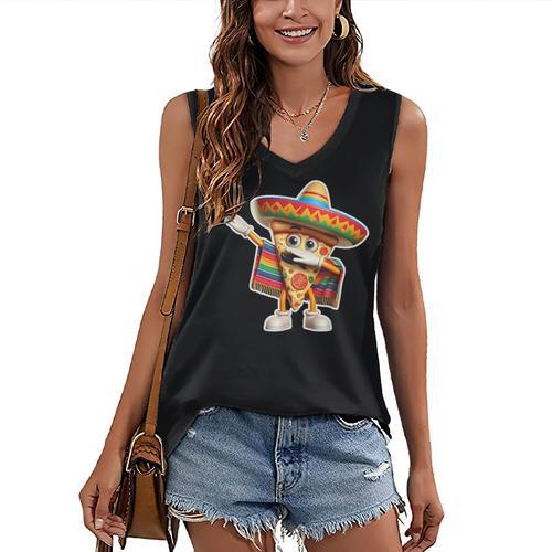 Dabbing Mexican Pizza Dance Food Lover Graduation Women's V-Neck Tank Top - Best Gift Smart