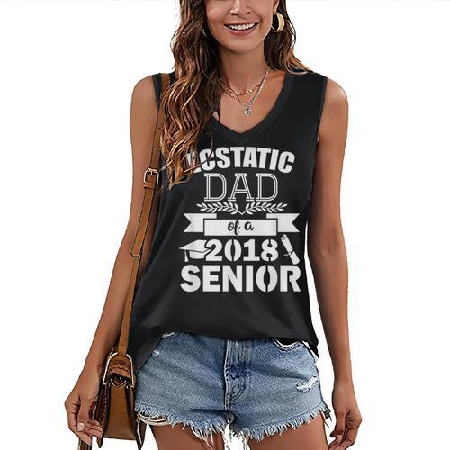 Dad Of a 2018 Senior Graduation Women's V-Neck Tank Top - Best Gift Smart