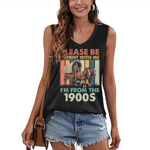 Dad Fathers Day Please Be Patient I'm From The 1900s Women's V-Neck Tank Top - Figerry