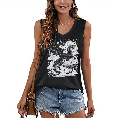 Dark Academia Fantasy Dragon Book Lover Bookish Goblincore Women's V-Neck Tank Top - Bookorys AU