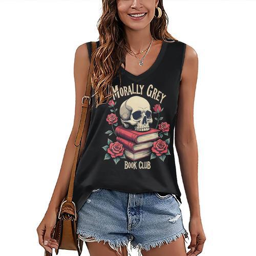 Dark Romance Romantasy Smutty Book Lover Morally Grey Merch Women's V-Neck Tank Top - Bookorys