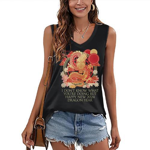 I Dont Know What Youre Doing Chinese New Year Introvert Women's V-Neck Tank Top - Raresse