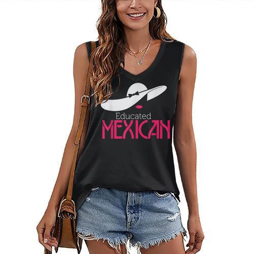 Educated Mexican Graduation Shirt For Women Women's V-Neck Tank Top - Best Gift Smart