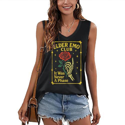 Elder Emo Club Emo Gothic Music Nostalgia Women's V-Neck Tank Top - Figerry