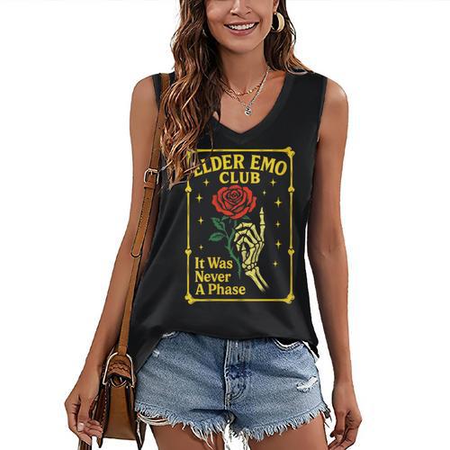 Elder Emo Club Emo Gothic Music Nostalgia Women's V-Neck Tank Top - Figerry