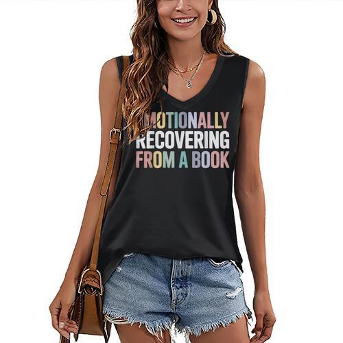 Emotionally Recovering From a Book Reading Librarian Women's V-Neck Tank Top - Bookorys