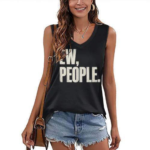 EW People Introvert Sarcastic Graphic Style Women's V-Neck Tank Top - Raresse