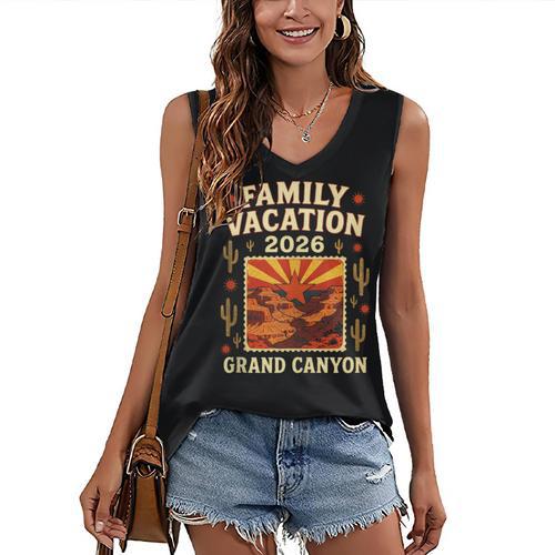 Family Vacation Grand Canyon 2026 Nostalgia Women's V-Neck Tank Top - Figerry