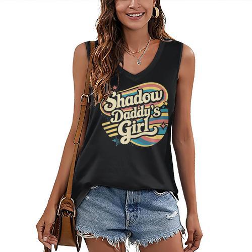 Fantasy Romantasy Book Retro Vintage Shadow Daddy Girl Women's V-Neck Tank Top - Bookorys