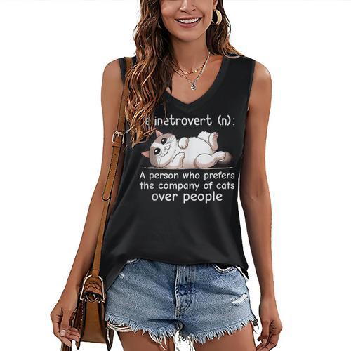 Felinetrovert Definition Cat Lover Introvert Humor Cats Women's V-Neck Tank Top - Raresse