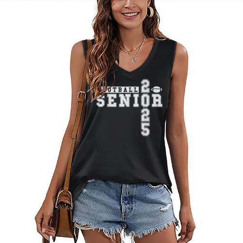 Football Senior Night Football Senior 2025 Graduation 3 Women's V-Neck Tank Top - Best Gift Smart