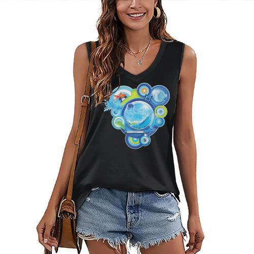 Frutiger Aero Metro Abstract Maximalism 2000s Nostalgia Women's V-Neck Tank Top - Figerry