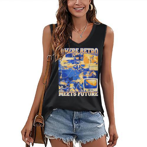 Frutiger Aero Retro Vibes Y2K 90's Vibes Women's V-Neck Tank Top - Figerry