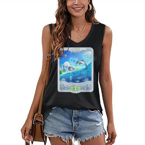 Frutiger Aero Skeuomorphism User Interface Nostalgia Women's V-Neck Tank Top - Figerry