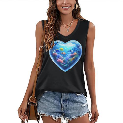 Frutiger Aero Y2K Heart Women's V-Neck Tank Top - Figerry