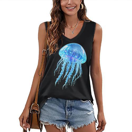 Frutiger Aero Y2K Jellyfish Women's V-Neck Tank Top - Figerry
