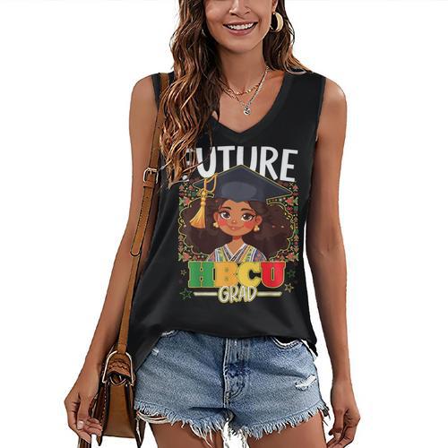 Future HBCU Grad Afro Girl College Graduation Kids Women's V-Neck Tank Top - Best Gift Smart