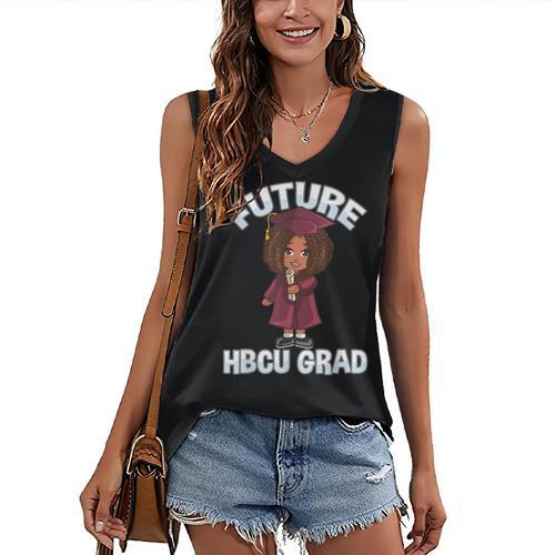 Future HBCU Grad Girl Wearing Graduation Gown Women's V-Neck Tank Top - Best Gift Smart