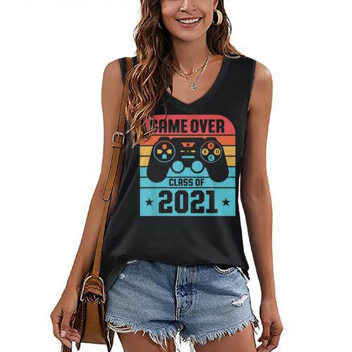 Game Over Class Of 2021 Shirt Students Graduation Women's V-Neck Tank Top - Best Gift Smart
