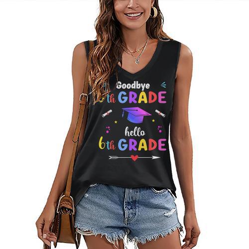 Goodbye 5th Grade Graduation Class Of 2023 Hello 6th Grade Women's V-Neck Tank Top - Best Gift Smart