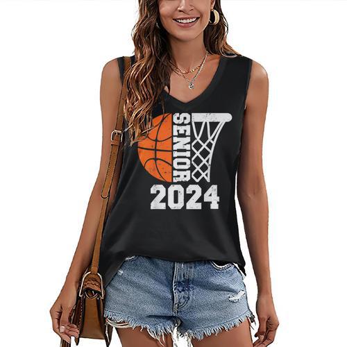 Graduate Senior Class Of 2024 Basketball Player Graduation Women's V-Neck Tank Top - Best Gift Smart