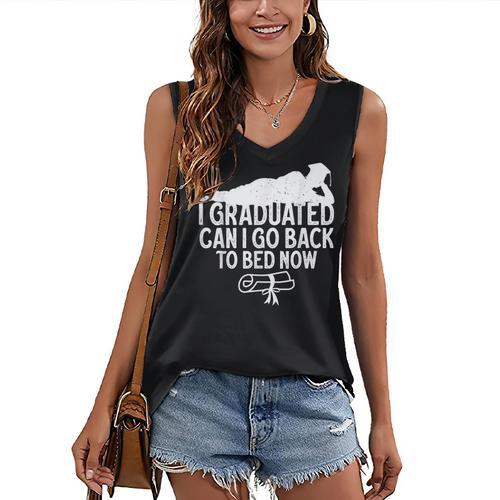 I Graduated Can I Go Back To Bed Now Graduation Men Women's V-Neck Tank Top - Best Gift Smart