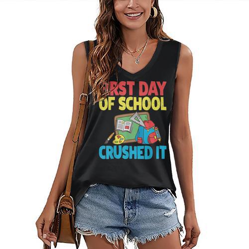 Graduation First Day Of School Crushed It Women's V-Neck Tank Top - Best Gift Smart