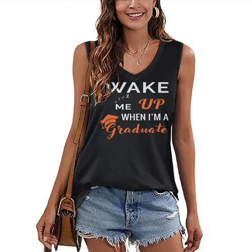 Graduation Shirt High School And College For Sleepy Graduate Women's V-Neck Tank Top - Best Gift Smart