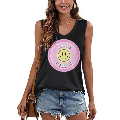 I Hate People Saying For Introverts Women's V-Neck Tank Top - Raresse