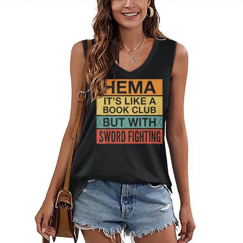 Hema Definition Like A Book Club With Swords Women's V-Neck Tank Top - Bookorys CA