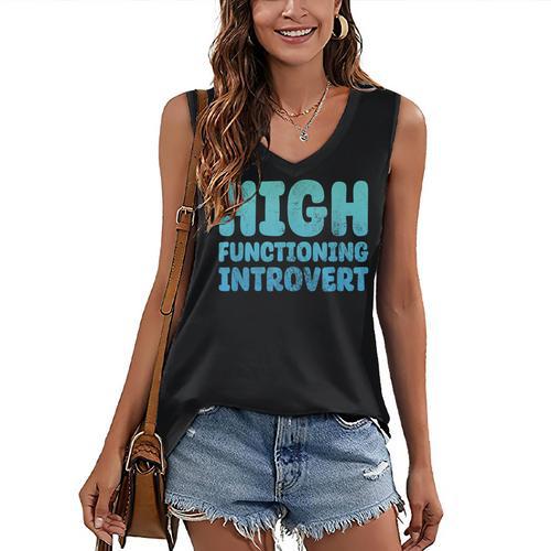 High Functioning Introvert Sarcasm Sarcastic Grunge Women's V-Neck Tank Top - Raresse
