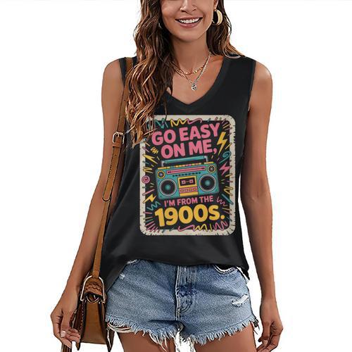 I'm From The 1900s 80s Millennial Boom Box Radio Women's V-Neck Tank Top - Figerry