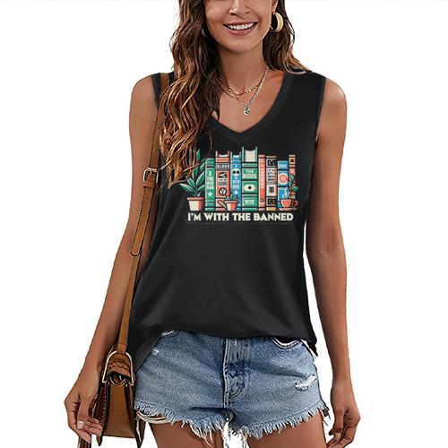 I'm With The Banned Books I Read Banned Books Lovers Women's V-Neck Tank Top - Bookorys