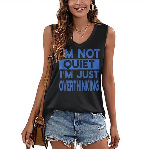 I'm Not Quite I'm Overthinking Introvert Quote Women's V-Neck Tank Top - Raresse