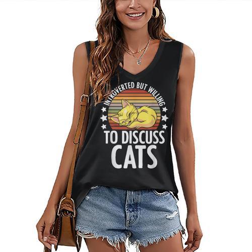 Introvert Cat Kitten Quote For Feline Whisperer Women's V-Neck Tank Top - Raresse